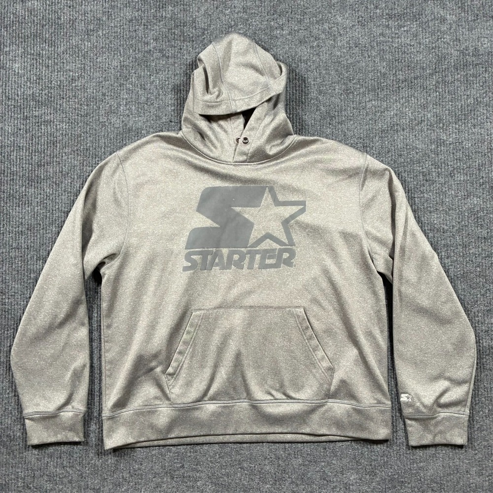 Authentic Starter Gray Pullover Hoodie Mens Size XL Athletic Sweatshirt Logo